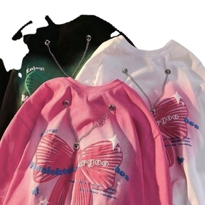 New Loose-Fit Graphic <b>Bow</b> Necklace Tops for Women Best Sale Short-Sleeved Tee - Product Image 5