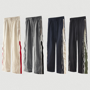 Yingling Custom logo Side Zip Up Flared Jogger Track Pants 100% Nylon Patchwork Elastic Waistband Mens Stacked Sweatpants