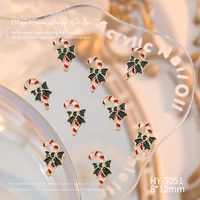 Paso Sico Décorations d'ongles de Noël mignonnes en alliage, style goutte d'huile, clochette, renne, sapin, accessoires pour ongles, boîte de pièces DIY