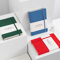Carnet en cuir PU coloré LABON avec bande élastique, format A5, couverture souple, agenda pour le bureau, l'école, logo personnalisé