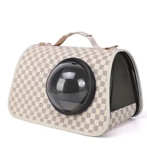 Di alta qualità di lusso portatile in pelle cane marsupio di marca Pet che trasporta borsa con tasca