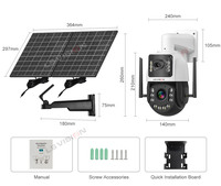 LS VISION 20W Outdoor Solar 4MP Dual Lens 50X Zoom CCTV Camera Battery Waterproof Camera PTZ 24/7 Floodlight AOV Camera