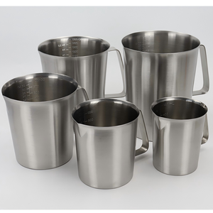 Tasses à mesurer en acier inoxydable pleine taille (500 ml, 700 ml, 1000 ml, 1500 ml, 2000 ml) avec échelle graduée pour usage domestique et commercial - Product Image 2
