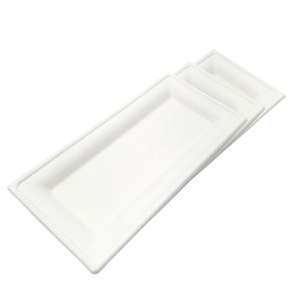 Ensemble de vaisselle en papier <span class=keywords><strong>jetable</strong></span> écologique sans pfs, assiettes dures jetables de fête Rectangle écologique à emporter Pla - Product Image 5