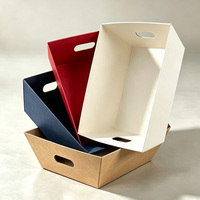 Panier de rangement en papier personnalisé avec poignées découpées, plateau organisateur empilable à dessus ouvert pour le bureau, la beauté, les bijoux et la présentation à domicile