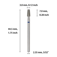 3.0x7.0 Mini fraises coniques diamantées pour manucure russe, pour cuticules, pour lime électrique à ongles, rouge et bleu, repousse-callosités, logo OEM