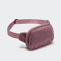 Bolsa de Cintura Cruzada de Felpa Rosa Grande Personalizada al por Mayor para Mujer, Correa Ajustable, Riñonera de Algodón Orgánico
