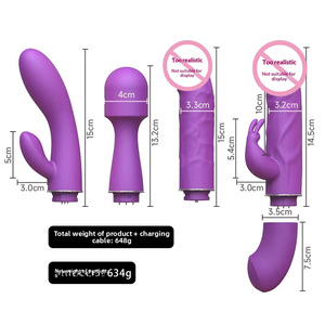Set <span class=keywords><strong>de</strong></span> Cuatro Piezas: Vibrador Reemplazable, Juguete Sexual para Punto G, Masturbador Femenino, Varita <span class=keywords><strong>de</strong></span> Masaje AV, Estimulador para Adultos, Vibrador Conejo - Product Image 5