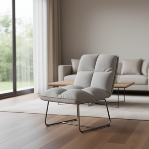 Light Gray Velvet Leisure Chair Metal <b>Frame</b> Living Room Decor Contemporary Style Modern Design - Product Image 2