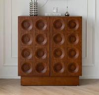 Meuble de salon convertible et extensible en bois massif, style Mid-Century Modern de luxe, avec 2 portes, design sculpté circulaire, modulaire, 5+ tiroirs