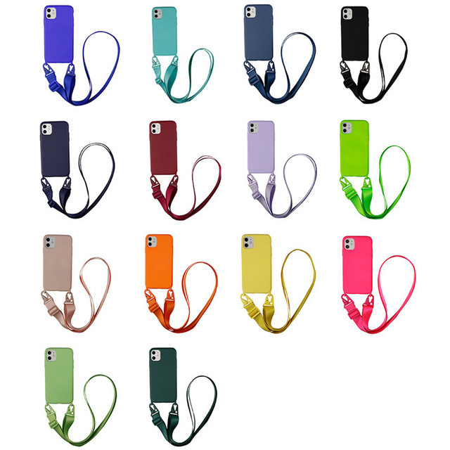 Luxury Soft Silicone Chain Necklace Phone Case for iPhone 17 Air 16 15 14 13 12 11 Pro Max Lanyard Neck Strap Rope Cord Cover