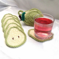 Dessous de verre colorés en laine crochetés à la main et sac de rangement pour melon d'eau pour décoration de restaurant
