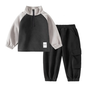 2024 New Activewear Boy quần áo Set Kid hoodie Sweatpants bé đứng cổ áo hai mảnh trẻ em củ<span class=keywords><strong>a</strong></span> màu sắc phù hợp với trẻ em Bộ đồ thể thao - Product Image 5