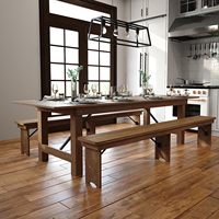 Style rustique 8 ou 10 personnes Table de ferme en bois Tables à manger pliantes en bois massif pour les événements de banquet de fête de mariage