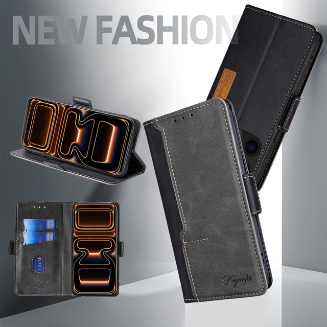 Magnetic Dual-card Slots Cowhide-textured Shockproof Leather Wallet Phone case for iPhone Oppo Vivo Xiaomi Samsung with OPP Bag
