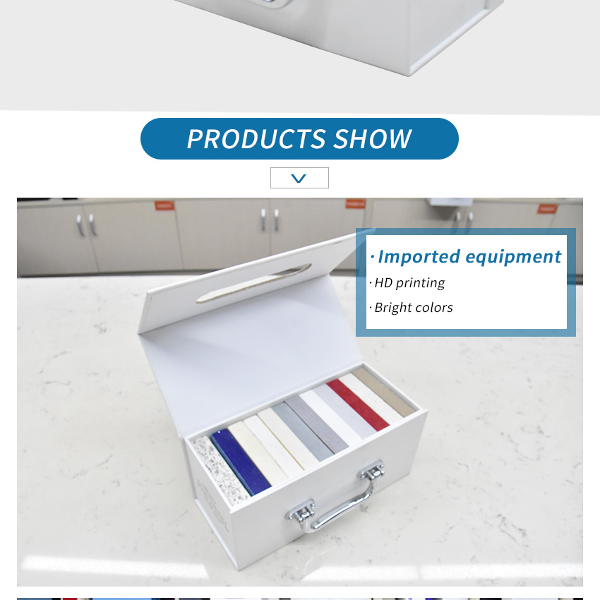 Muestra plegable personalizada de fábrica de cuarzo, vitrina de cartón plegable, almacenamiento de baldosas de cerámica, caja de cartón de papel, caja de piedra magnética