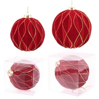 NUEVO Éxito de Ventas: Adorno Navideño de Bola Roja de Cristal Ecológico de Alta Calidad con Malla Flocada, 12 cm y 15 cm, para Colgar en Árboles