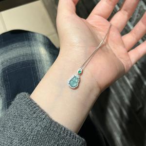 Collier papillon en argent pur S925 naturel et rafraîchissant, avec jade bleu d'eau (matière dangereuse), pour femme, pendentif fin pour clavicule - Product Image 3