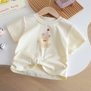 Conjunto de 2 Piezas para Niñas, <span class=keywords><strong>Verano</strong></span> 2026, Top de Manga Corta Estampado + Pantalones, Atuendo Informal y Elegante para el Día a Día - Product Image 3