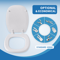 Siège de toilette en bois moulé blanc brillant avec charnière en PP, couvercle de siège WC couleur personnalisable pour salle de bain