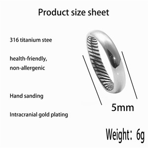 European American Style <b>Titanium</b> Steel Shiny Striped <b>Ring</b> Retro Trendy Women's Punk Stainless Steel <b>Ring</b> Gift Jewelry - Product Image 4
