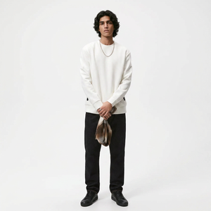 Dec Customised Pastel Cotton Premium Hoodies Unisex Adult Thrifting Crewneck Black Trim Pockets Plain White <b>Mock</b> <b>Neck</b> Hoodies - Product Image 1