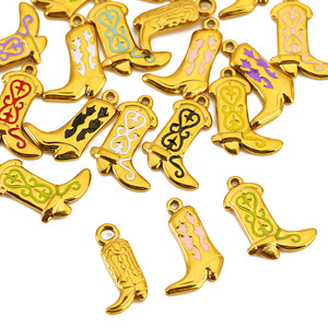 Stainless Steel Enamel Plated <b>Cowboy</b> <b>Boots</b> Pendant 18K <b>Gold</b> Plated For Necklace Making DIY Jewelry Accessories Mixed Shapes - Product Image 2