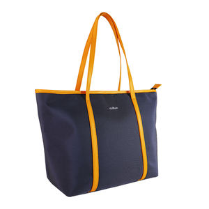 Sac fourre-tout en cuir de toile de transport de tous les jours taille moyenne couleur marine - Product Image 2