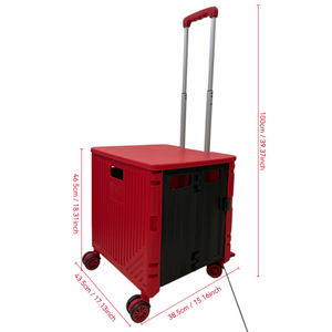 Boîte de rangement pliable en plastique avec poignée télescopique, chariot utilitaire à quatre roues, capacité simple de 20-35L, pour cuisine et salle de bain, design moderne - Product Image 2