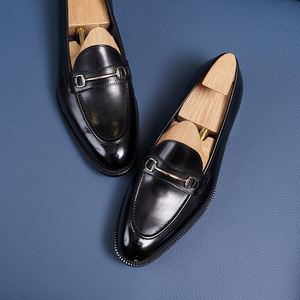 Mocassins en cuir pour hommes, style britannique, à bout carré, à lacets, pour le bureau et la carrière, tendance, avec mors de cheval, antidérapants, respirants, légers et confortables - Product Image 2