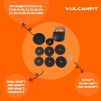 Kettlebell de compétition en fonte durable, poids réglable, vente en gros, 12-32 kg