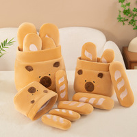 Nouvel Arrivage : Peluche Capybara en forme de pain grillé avec panier de transport, Cadeaux pour Enfants, Ensemble de Peluches Kawaii en forme de Baguette, Jouet Poupée Animal en Peluche