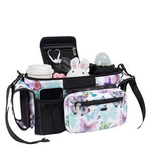 Organisateur de poussette pour bébé en RPET, certifié BSCI, vente en gros, 2 porte-gobelets, sac détachable avec bandoulière, sac de poussette - Product Image 1