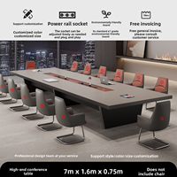 Table de conférence de bureau HYZ-258X en bambou pour 18 personnes, longue, de luxe léger, haut de gamme, avec chaises épaissies, pour réunions et réceptions