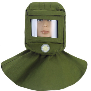 Capucha protectora para chorro de arena, máscara facial completa de lona con diadema para lijado y pintura, color verde hierba - Product Image 1