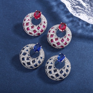 Fashion Jewelry Eco-friendly Copper Micro Pave 8*10mm Multicolor Zircon Geometric Bohemian Korean Wholesale <b>Earrings</b> Bulk Retail - Product Image 1