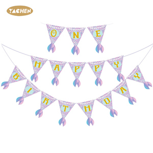 Bannière Joyeux Anniversaire Sirène Bleue et Violette YACHEN <span class=keywords><strong>pour</strong></span> Enfants sur le Thème de la Sirène 1er Anniversaire Baptême Décoration de Fête - Product Image 5