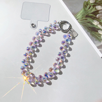 Chaîne de poignet portable en alliage de zinc avec perles de cristal scintillantes, sangle de téléphone durable, anti-perte, porte-clés de sac, pendentif pour téléphone portable