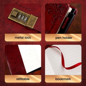 Diario con serratura per donna con chiusura a chiave segreti con copertina in rilievo rosso rubino 120 GSM 224 <span class=keywords><strong>pagine</strong></span> spesse - Product Image 3