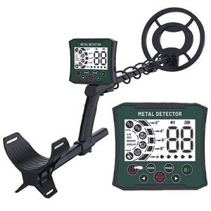 Détecteur de métaux portatif en plastique noir, bobine de recherche de 25 cm, affichage LCD multifréquence pour adultes - Product Image 1