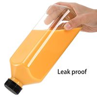 Botella de Plástico Cuadrada Francesa de 32oz (1000ml) para Jugos, Bebidas Frías Caseras, con Tapa de Rosca a Prueba de Manipulación