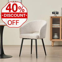 Chaises de salle à manger design nordique en tissu, chaises rembourrées avec accoudoirs pour salle à manger