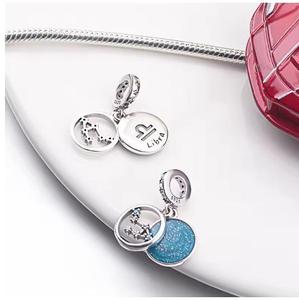 Alta calidad 925 plata esterlina 12 <span class=keywords><strong>signo</strong></span> <span class=keywords><strong>del</strong></span> zodiaco estrella collar 12 constelación cuenta DIY joyería pulsera collar Accesorios - Product Image 2