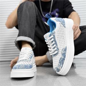 Men's <b>Shoes</b> 2025 New Summer Breathable Mesh Running Lace-up <b>Height</b> <b>Increasing</b> Thick Bottom Trendy Hot - Product Image 2