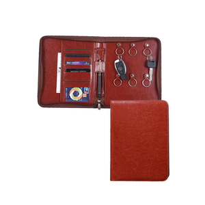 Biểu tượng tùy chỉnh PU da padfolio thư mục với dây kéo chương trình nghị sự vòng khóa danh mục đầu tư và ngân hàng điện tổ chức - Product Image 1