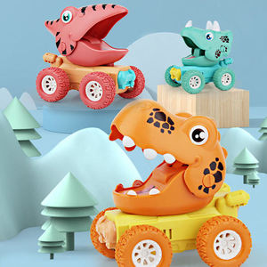 Jouets de voiture dinosaures à bouton-poussoir, 9 pièces, boîte de présentation, vert, rose, orange, avec lumières, musique, matériau ABS, cadeau pour enfants - Product Image 2