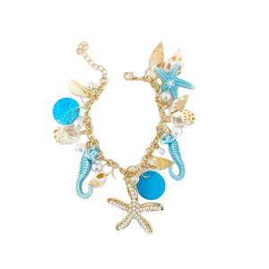 Bracelet en alliage plaqué or pour femme, design de luxe léger, pendentif étoile de mer, collection Océan d'été, bijoux de mode, vente en gros - Product Image 6