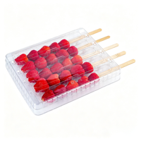 Boîtes en plastique transparentes personnalisables, sûres pour les animaux de compagnie, jetables, recyclables, pour emballages alimentaires avec couvercles, pour sucettes glacées Tanghulu et brochettes de fruits