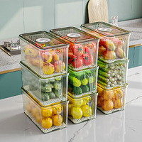 Boîte de rangement de réfrigérateur en plastique transparent poignée en PET organisateur de cuisine rectangulaire Transparent pour le tri des fruits légumes