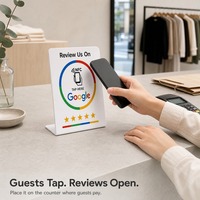 Plaque d'affichage en acrylique NFC personnalisée avec logo pour avis en ligne, idéale pour cafés, restaurants et réseaux sociaux